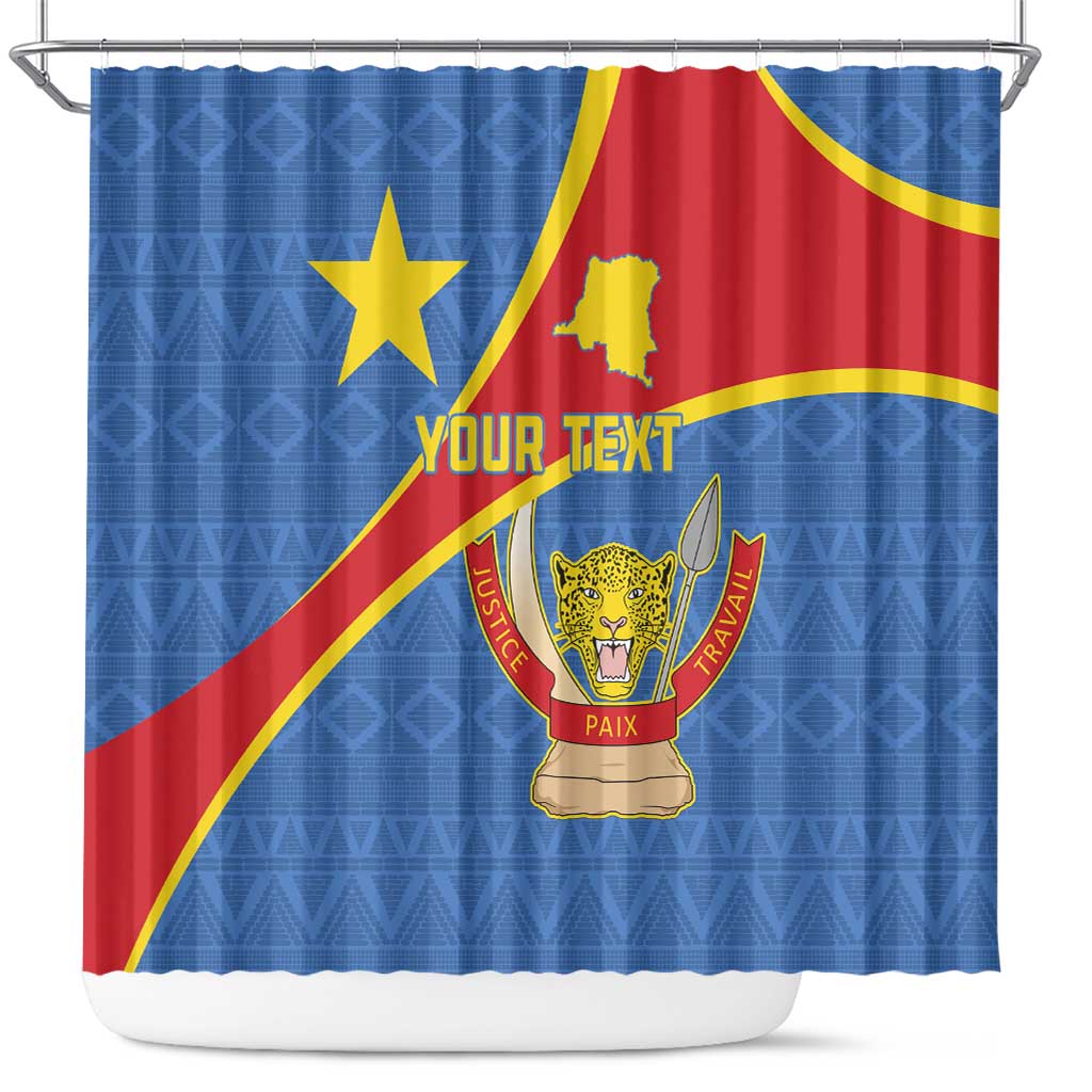 Personalised DR Congo Shower Curtain Coat Of Arms African Pattern