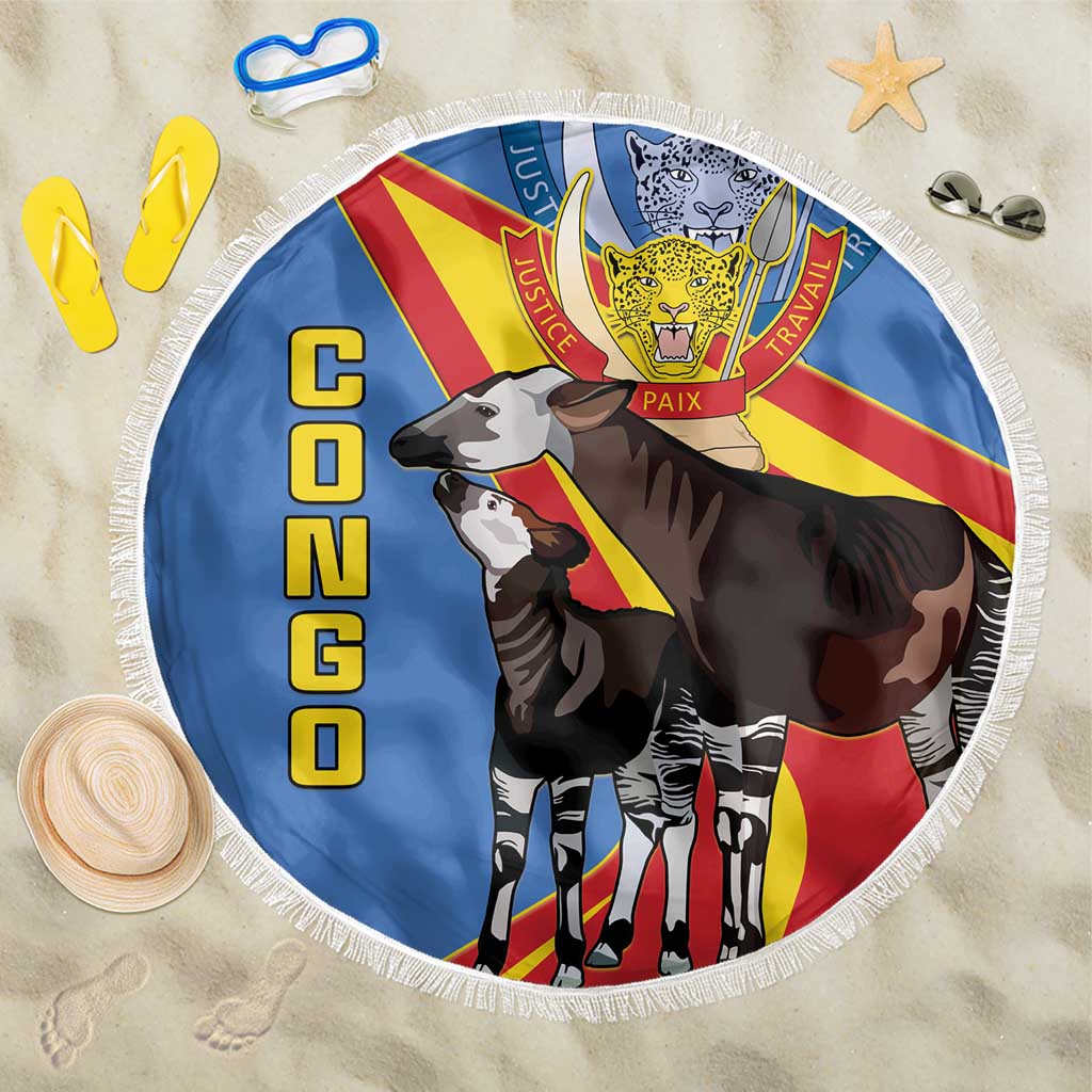 DR Congo Okapi Beach Blanket With Coat Of Arms