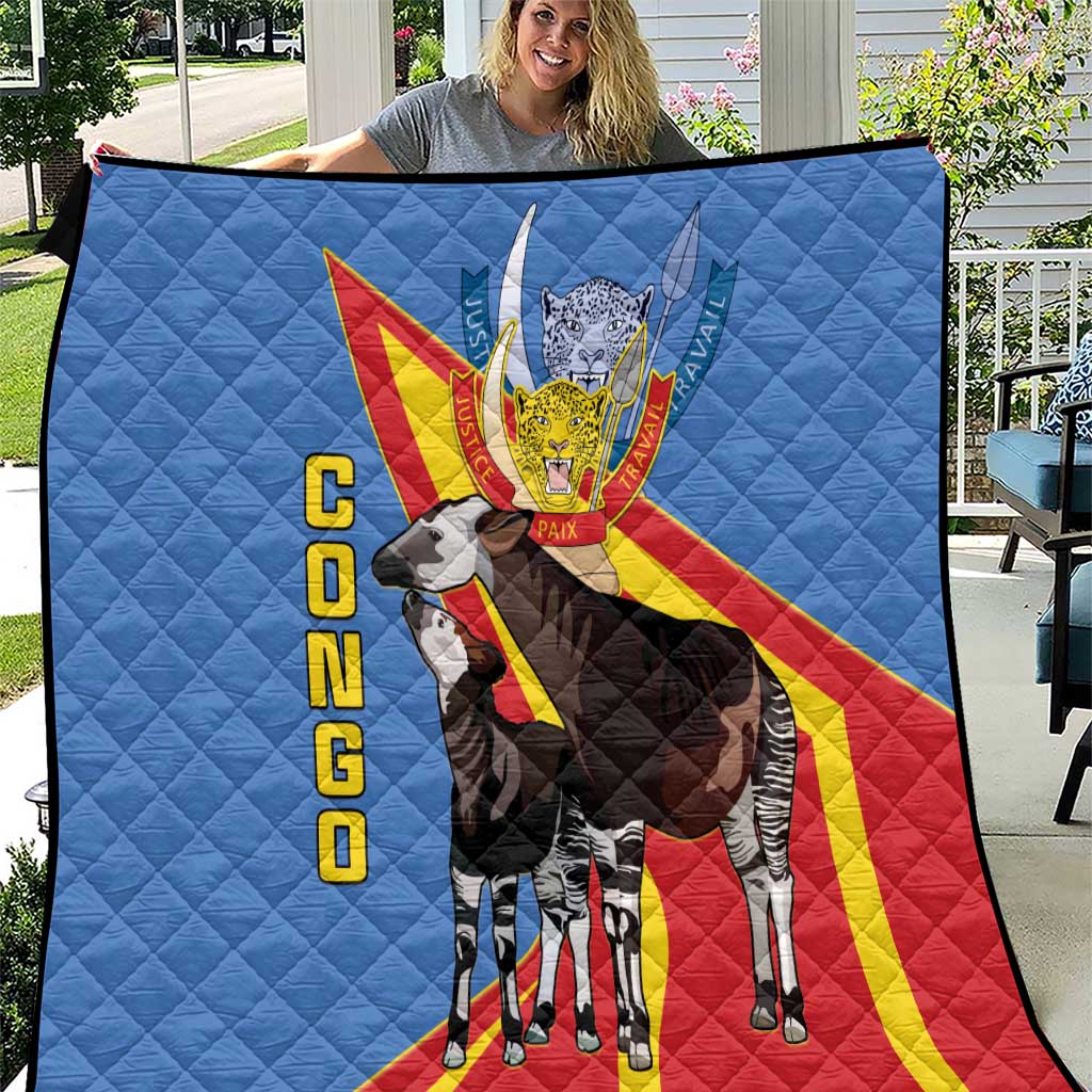 DR Congo Okapi Quilt With Coat Of Arms