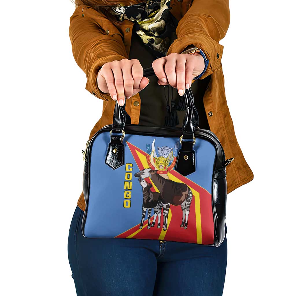 DR Congo Okapi Shoulder Handbag With Coat Of Arms