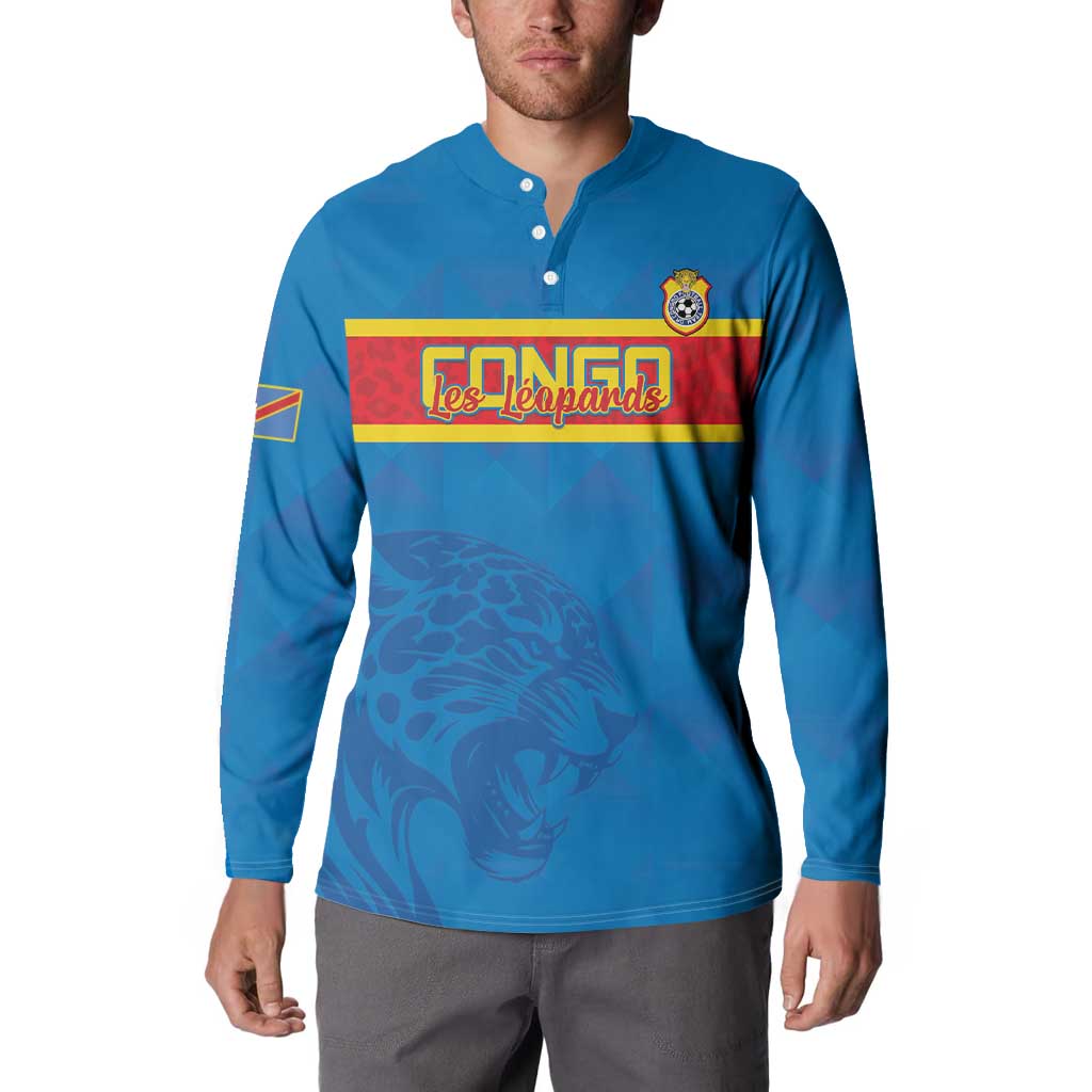 Custom DR Congo Football Button Sweatshirt Go Les Léopards