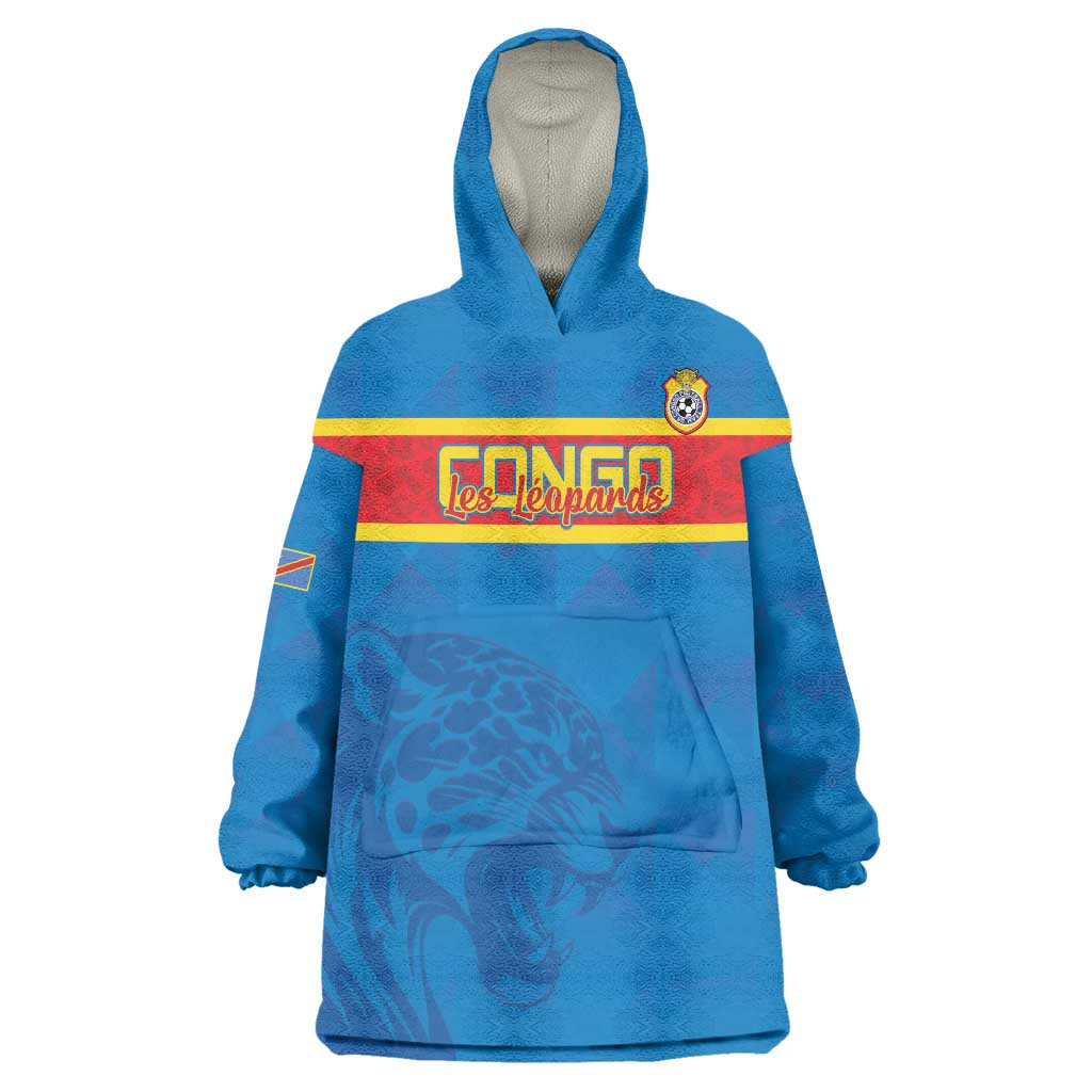 Custom DR Congo Football Wearable Blanket Hoodie Go Les Léopards