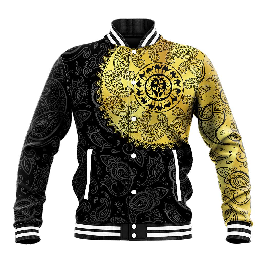 Eritrea Baseball Jacket African Tribal Mix Paisley Pattern