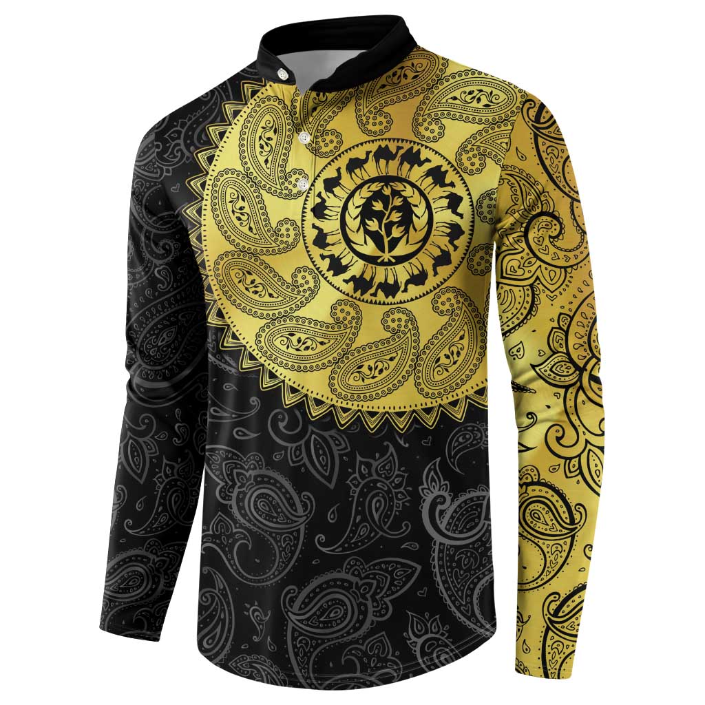 Eritrea Button Sweatshirt African Tribal Mix Paisley Pattern