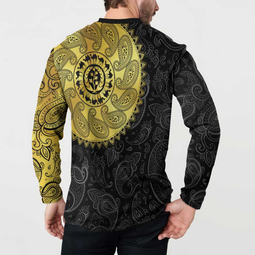 Eritrea Button Sweatshirt African Tribal Mix Paisley Pattern