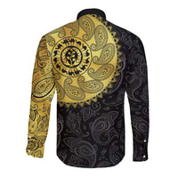 Eritrea Long Sleeve Button Shirt African Tribal Mix Paisley Pattern