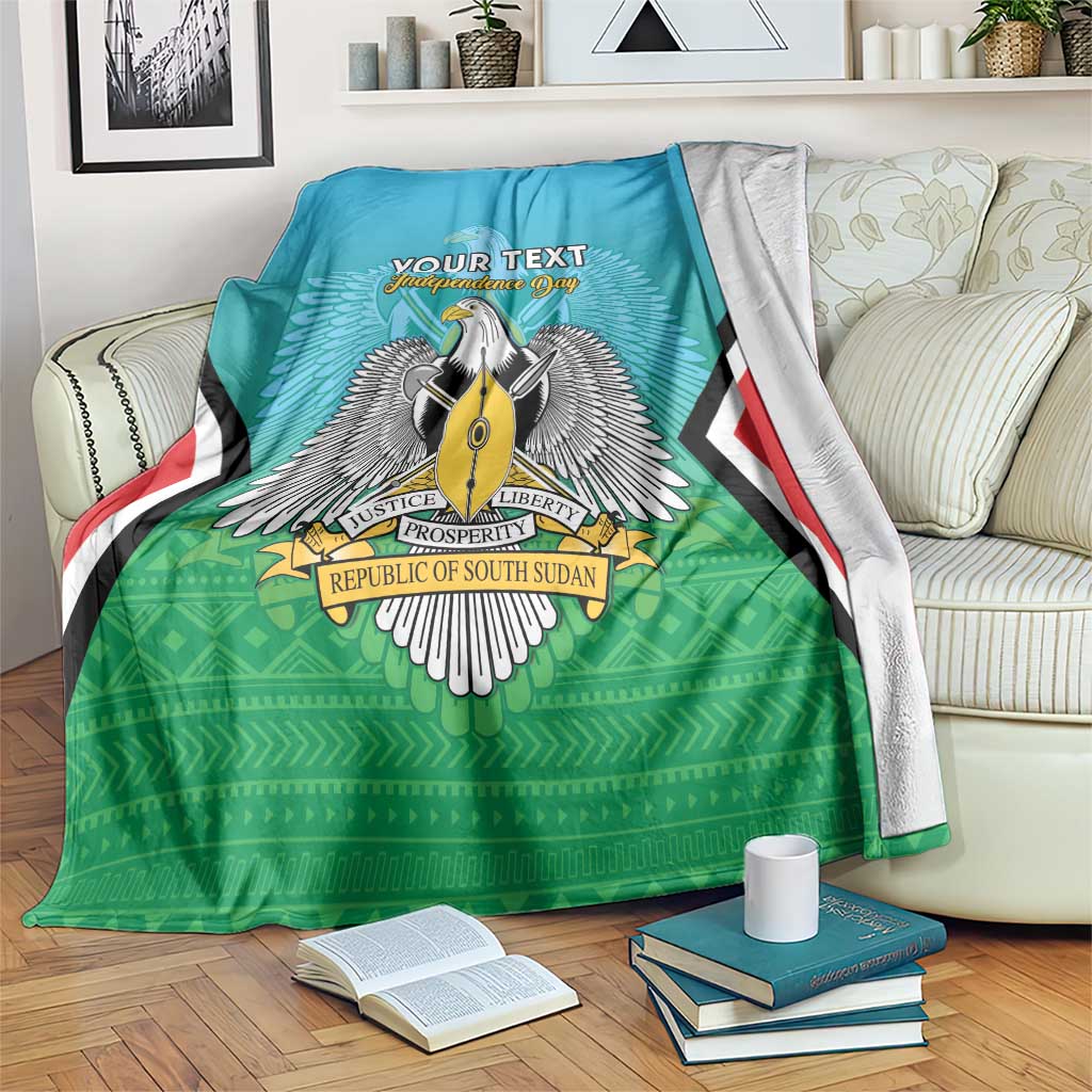 Personalised South Sudan Independence Day Blanket Coat Of Arms With Flag Map