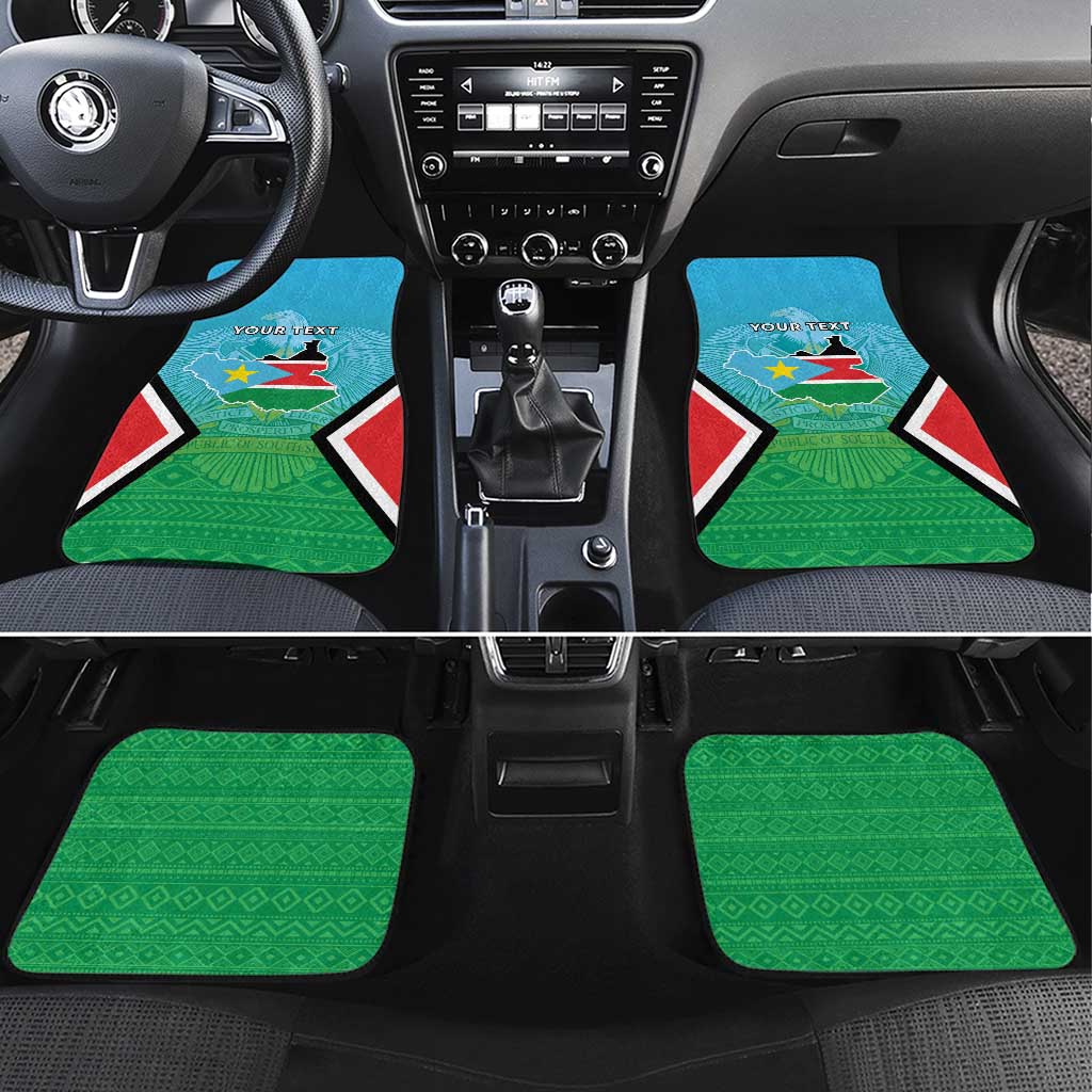 Personalised South Sudan Independence Day Car Mats Coat Of Arms With Flag Map - Wonder Print Shop