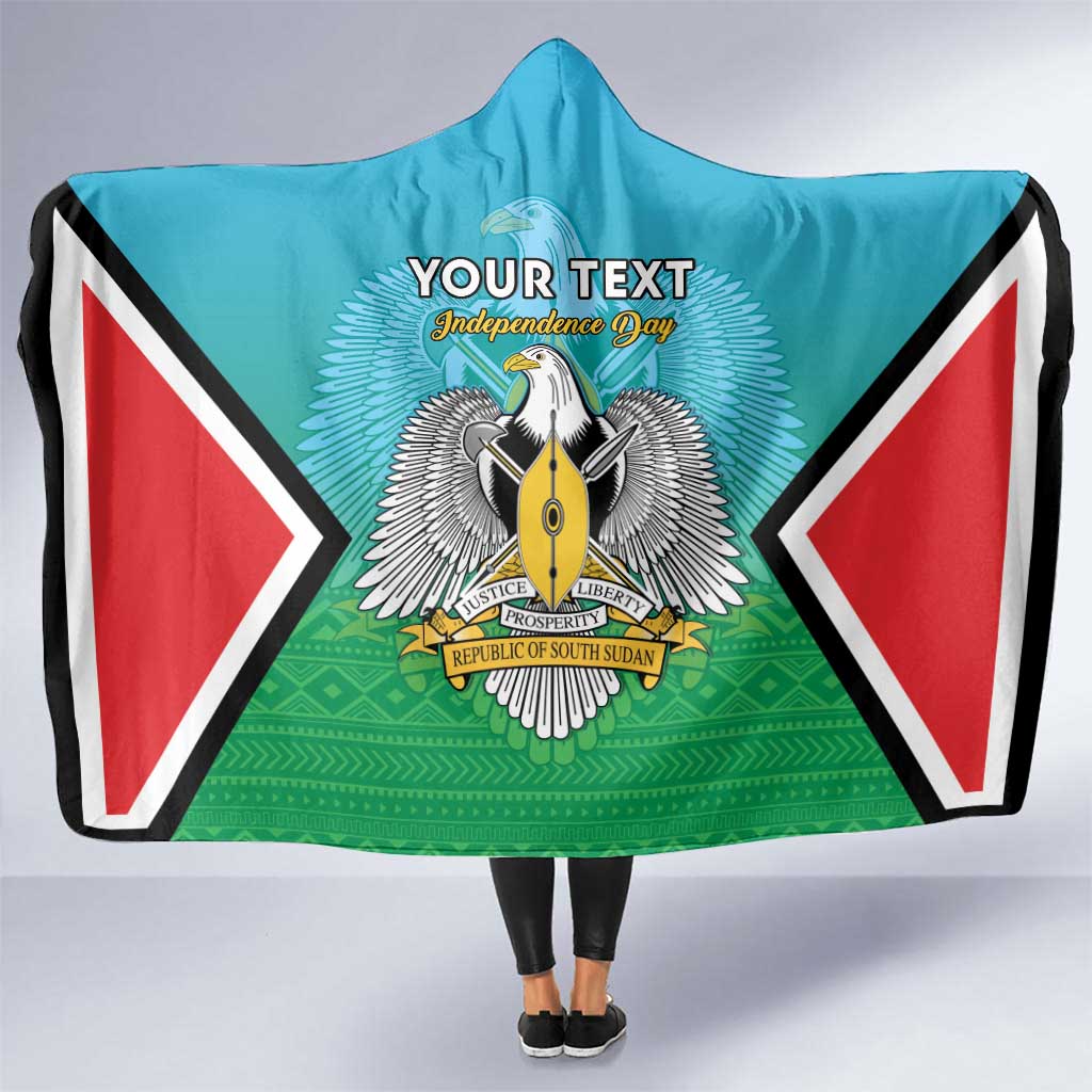 Personalised South Sudan Independence Day Hooded Blanket Coat Of Arms With Flag Map