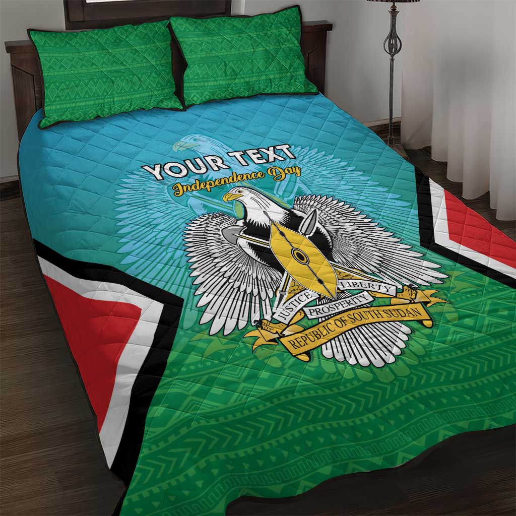 Personalised South Sudan Independence Day Quilt Bed Set Coat Of Arms With Flag Map - Wonder Print Shop