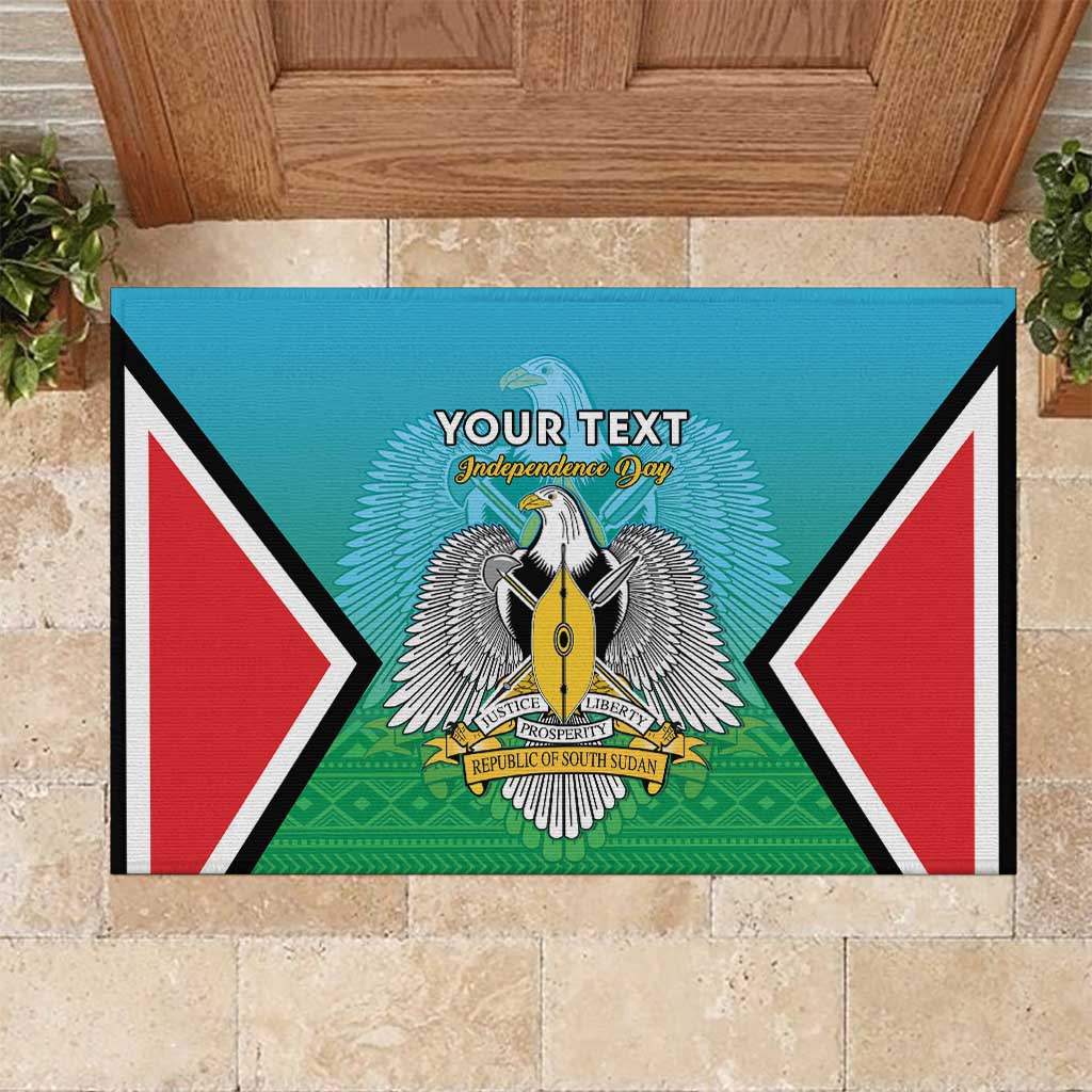 Personalised South Sudan Independence Day Rubber Doormat Coat Of Arms With Flag Map - Wonder Print Shop