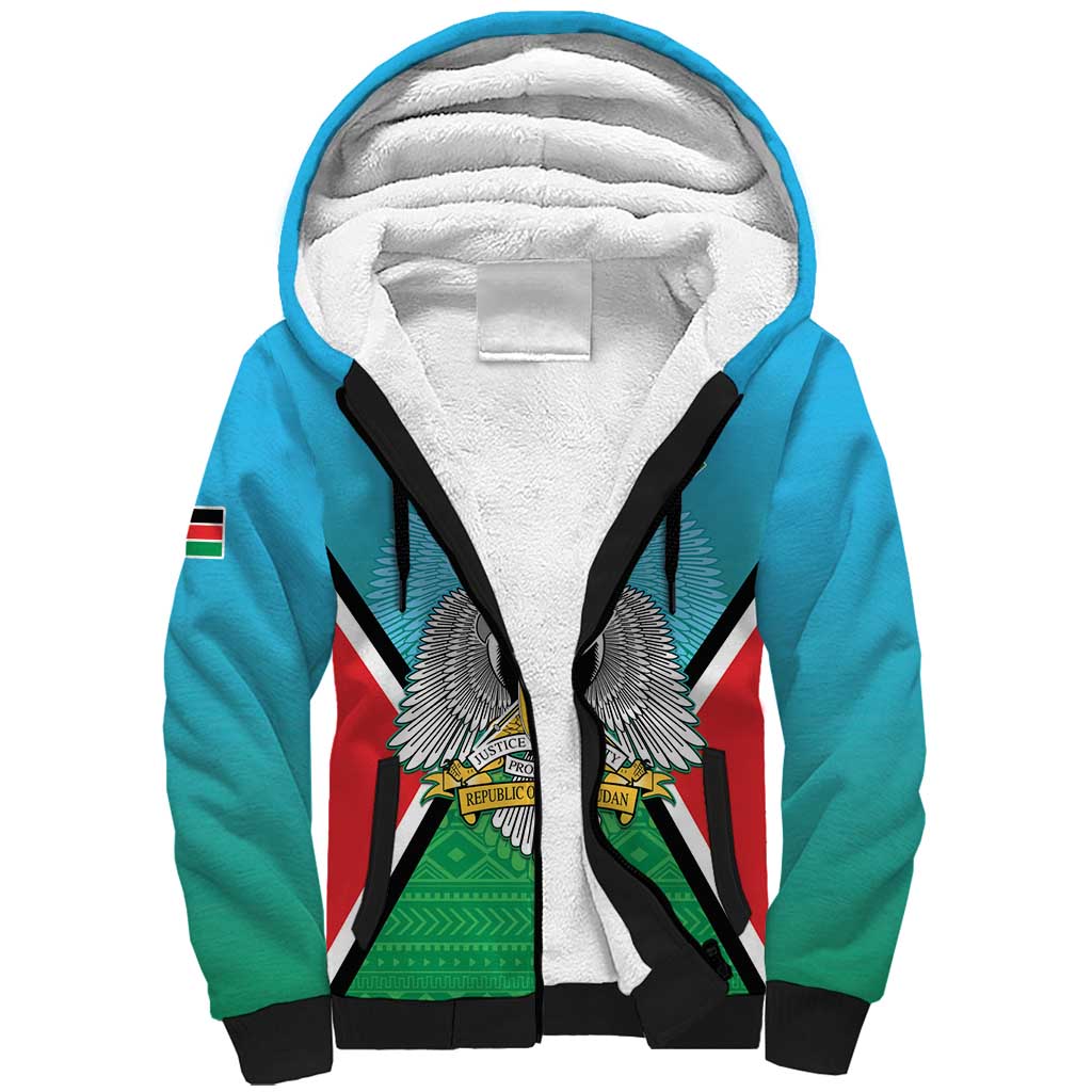 Personalised South Sudan Independence Day Sherpa Hoodie Coat Of Arms With Flag Map - Wonder Print Shop