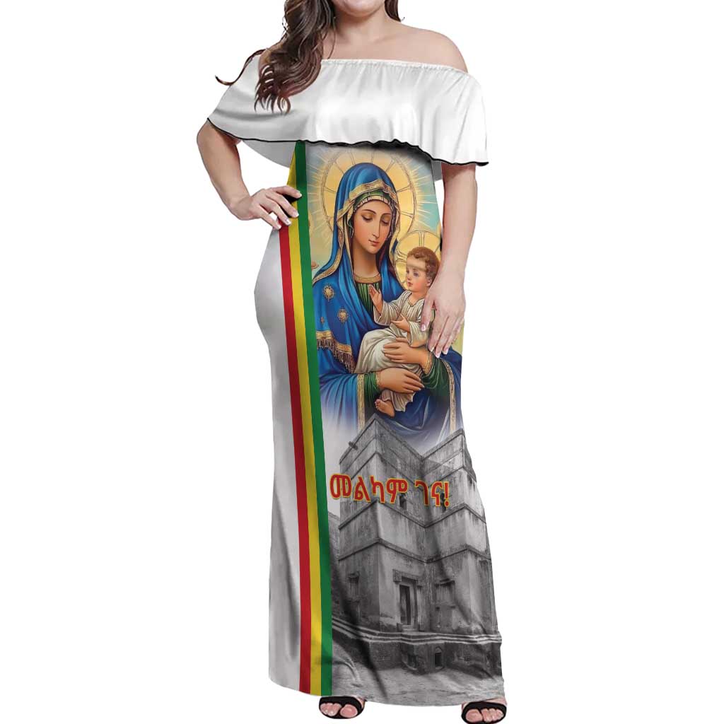 Ethiopian Christmas Off Shoulder Maxi Dress Saint Mary Lalibela Churches