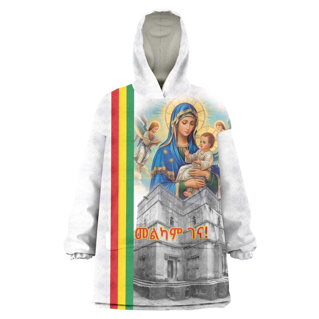 Ethiopian Christmas Wearable Blanket Hoodie Saint Mary Lalibela Churches