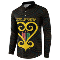 Dark hooded button sweatshirt with teal geometric pattern and gold heart-candle graphic