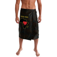 Black lavalava skirt with red heart Sankofa graphic and your text