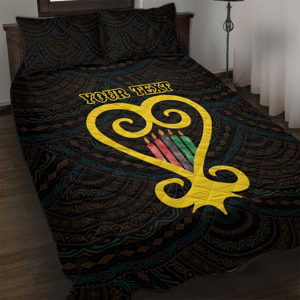 Personalised Happy Black Love Day Quilt Bed Set Sankofa Heart With Adinkra Pattern - Wonder Print Shop