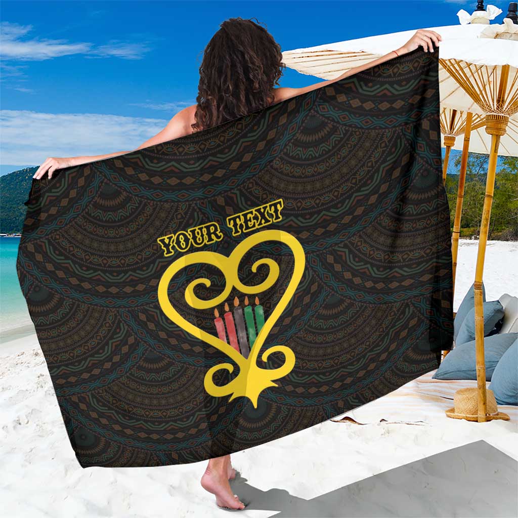 Personalised Happy Black Love Day Sarong Sankofa Heart With Adinkra Pattern