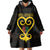 Personalised Happy Black Love Day Wearable Blanket Hoodie Sankofa Heart With Adinkra Pattern