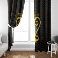 Black patterned window curtains with yellow heart and candles, custom text on panels