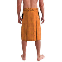 Orange lavalava wrap skirt with stitched panels and adjustable waistband, plain back