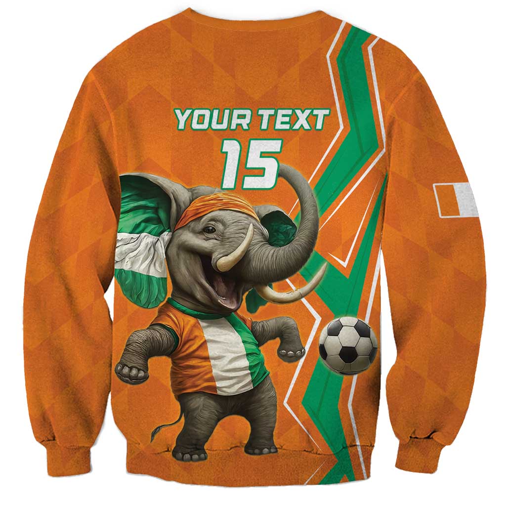 Unisex orange football sweatshirt with elephant graphic, YOUR TEXT and number 15