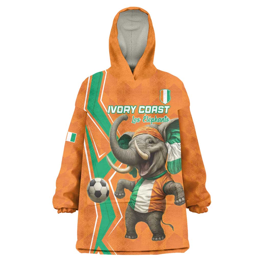 Custom Ivory Coast Football Wearable Blanket Hoodie Go Les Elephants