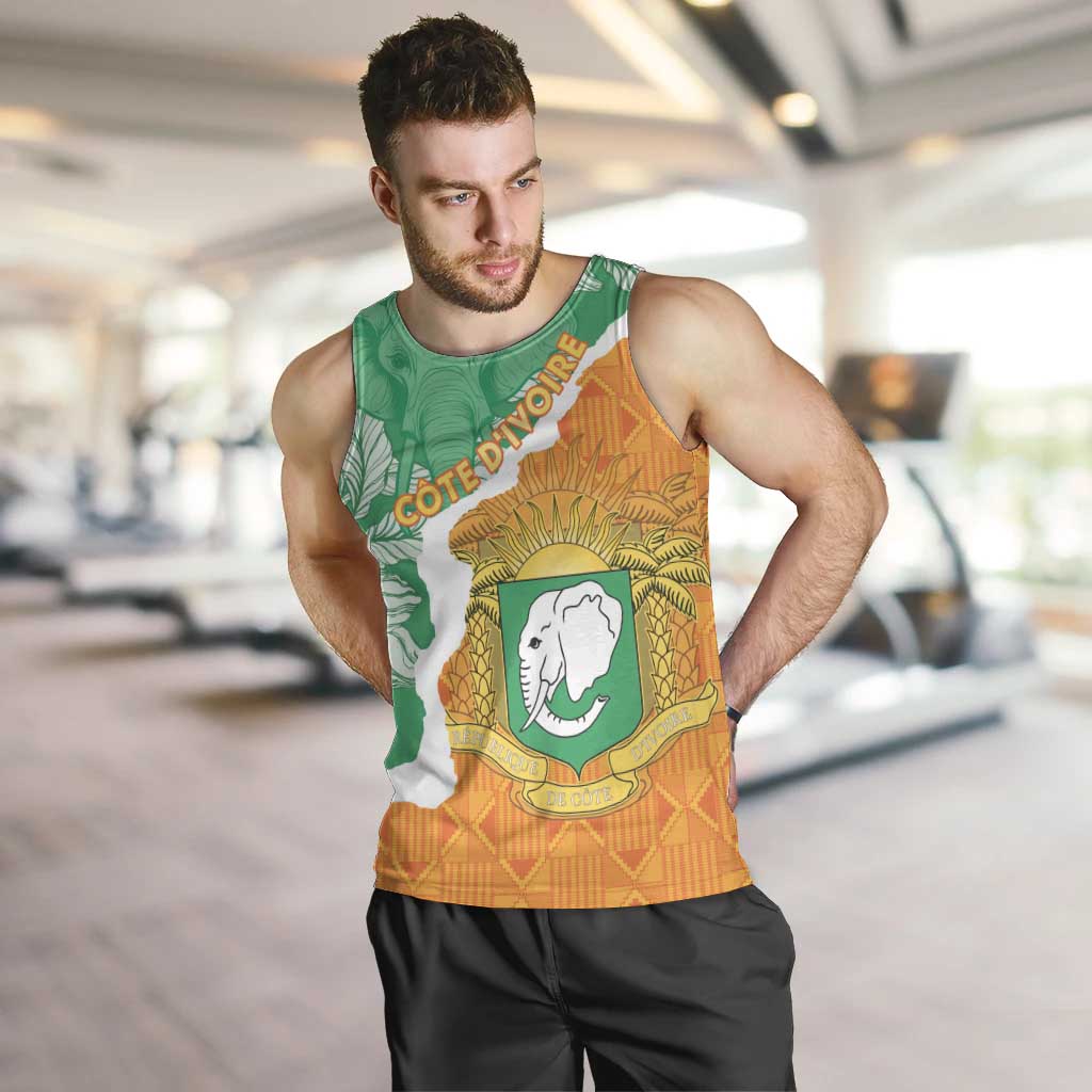 Personalised Ivory Coast Men Tank Top Elephant With Coat Of Arms - Wonder Print Shop