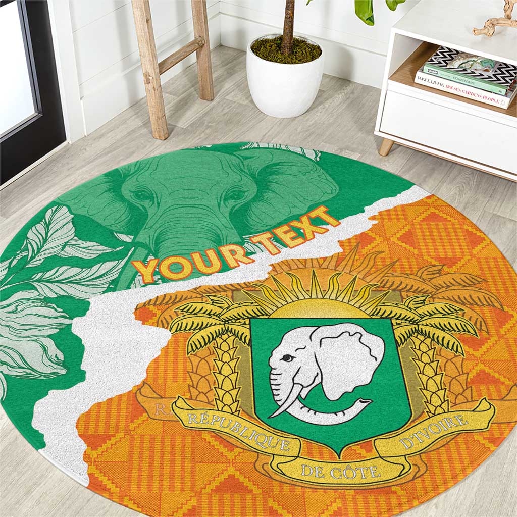 Personalised Ivory Coast Round Carpet Elephant With Coat Of Arms - Wonder Print Shop