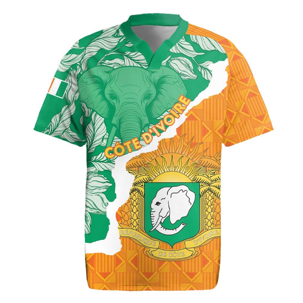 Personalised Ivory Coast Rugby Jersey Elephant With Coat Of Arms - Wonder Print Shop