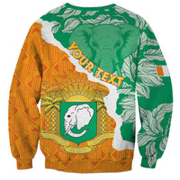 Unisex sweatshirt with elephant crest and You text, green and orange back print