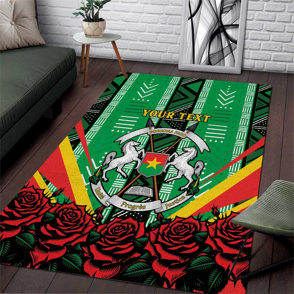 Personalised Burkina Faso Area Rug Coat Of Arms Bogolan Pattern