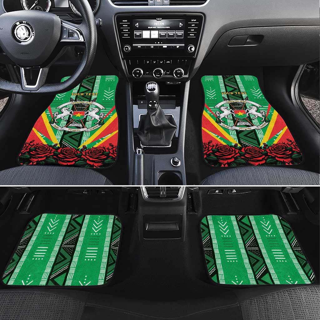 Personalised Burkina Faso Car Mats Coat Of Arms Bogolan Pattern