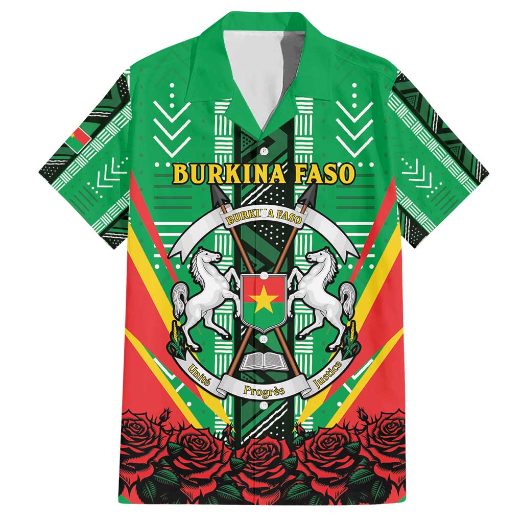 Personalised Burkina Faso Hawaiian Shirt Coat Of Arms Bogolan Pattern