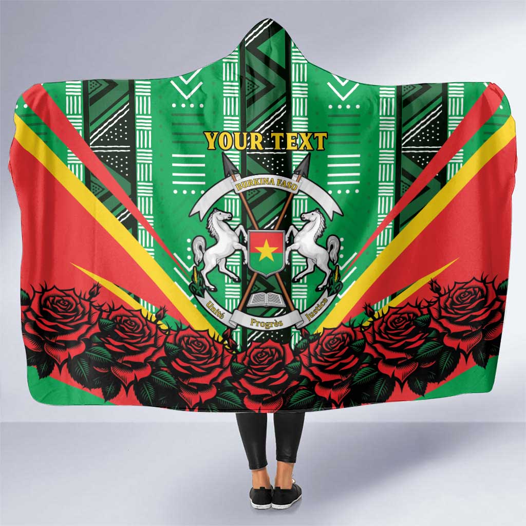 Personalised Burkina Faso Hooded Blanket Coat Of Arms Bogolan Pattern