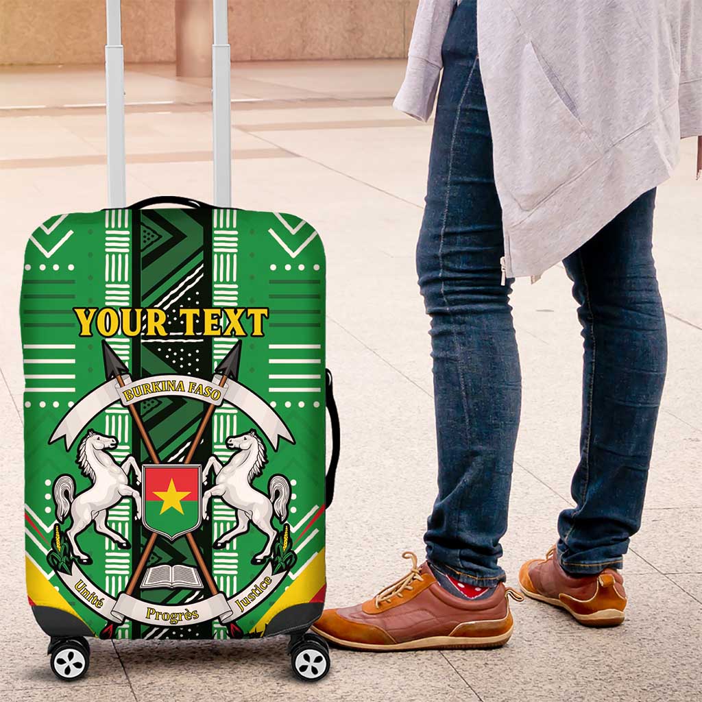 Personalised Burkina Faso Luggage Cover Coat Of Arms Bogolan Pattern