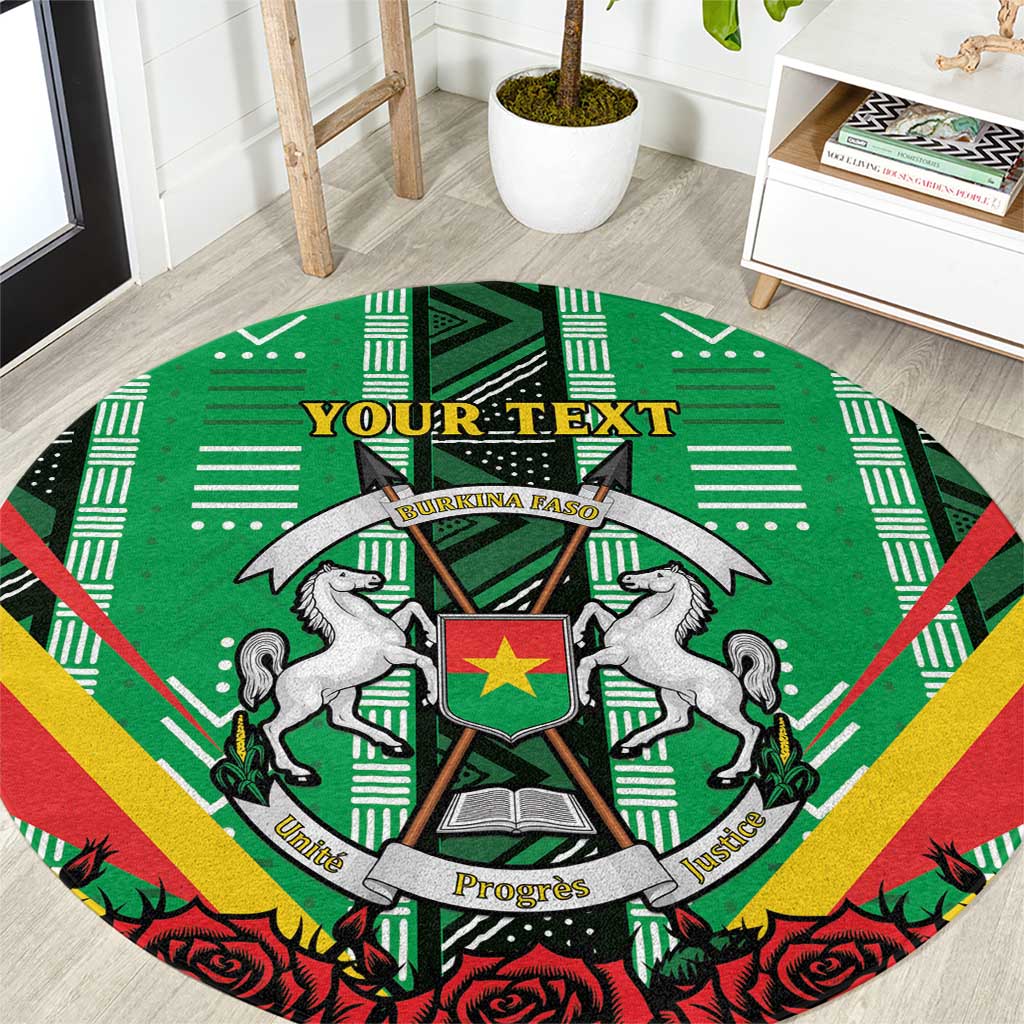 Personalised Burkina Faso Round Carpet Coat Of Arms Bogolan Pattern