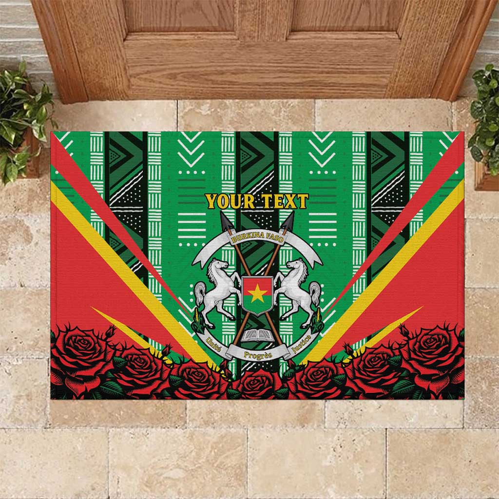 Personalised Burkina Faso Rubber Doormat Coat Of Arms Bogolan Pattern