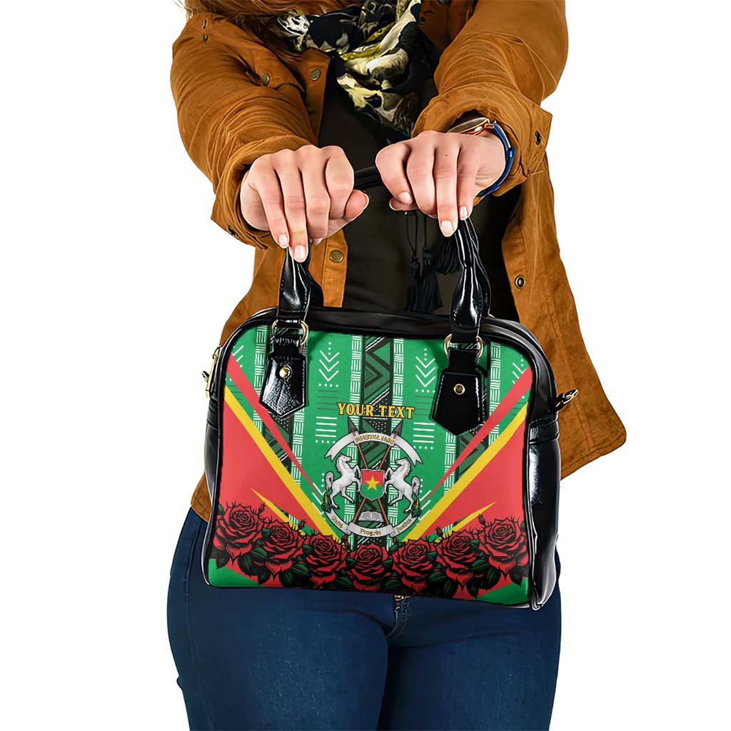 Personalised Burkina Faso Shoulder Handbag Coat Of Arms Bogolan Pattern