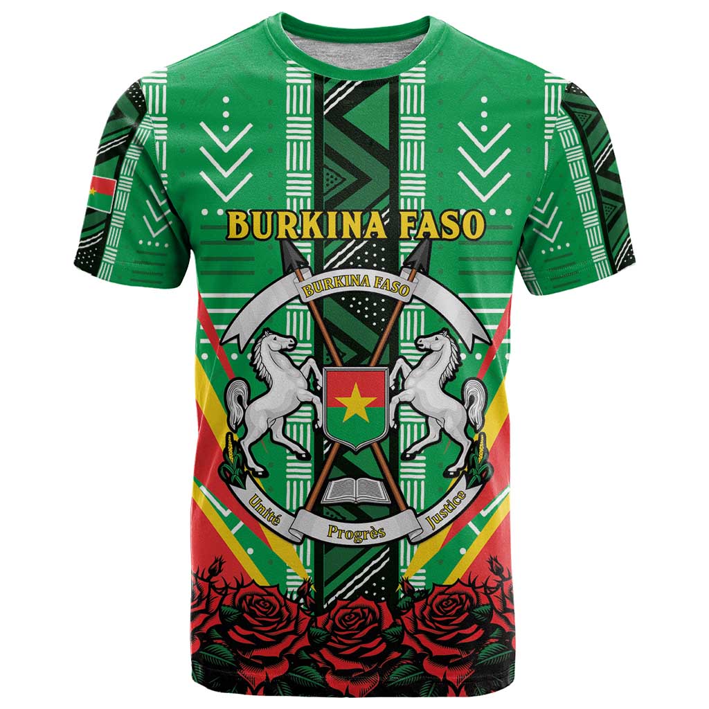 Personalised Burkina Faso T Shirt Coat Of Arms Bogolan Pattern