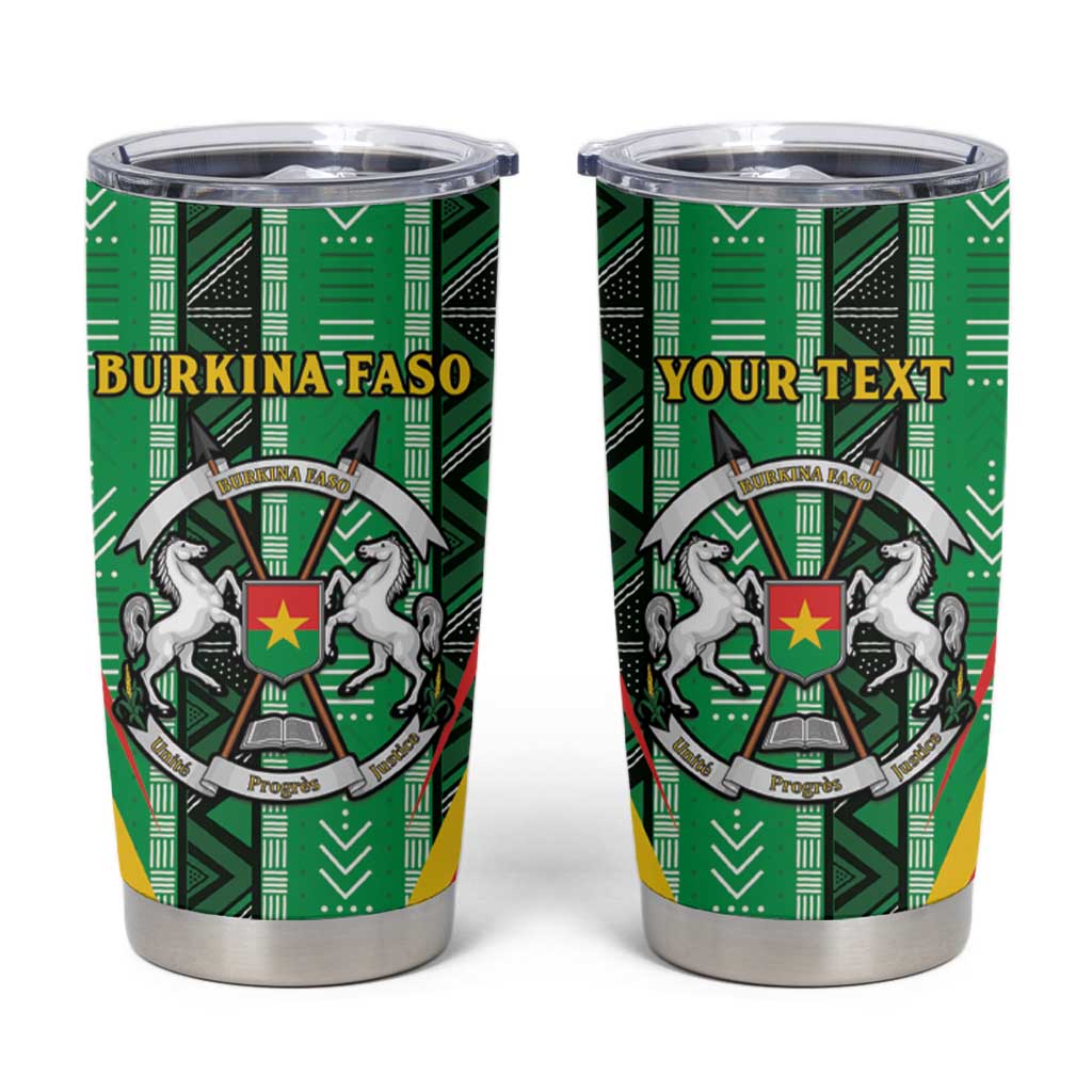 Personalised Burkina Faso Tumbler Cup Coat Of Arms Bogolan Pattern