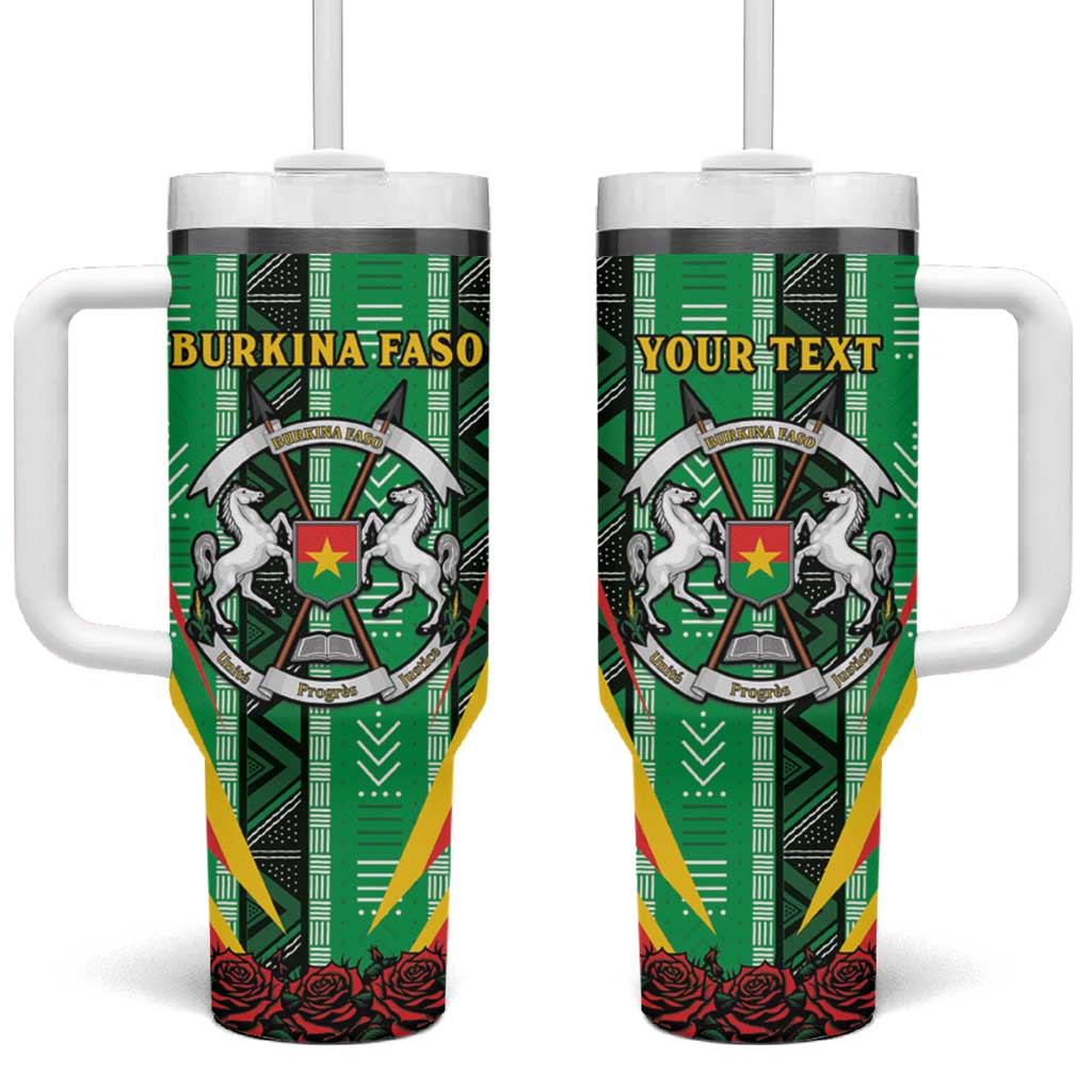 Personalised Burkina Faso Tumbler With Handle Coat Of Arms Bogolan Pattern