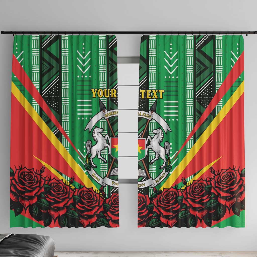 Personalised Burkina Faso Window Curtain Coat Of Arms Bogolan Pattern