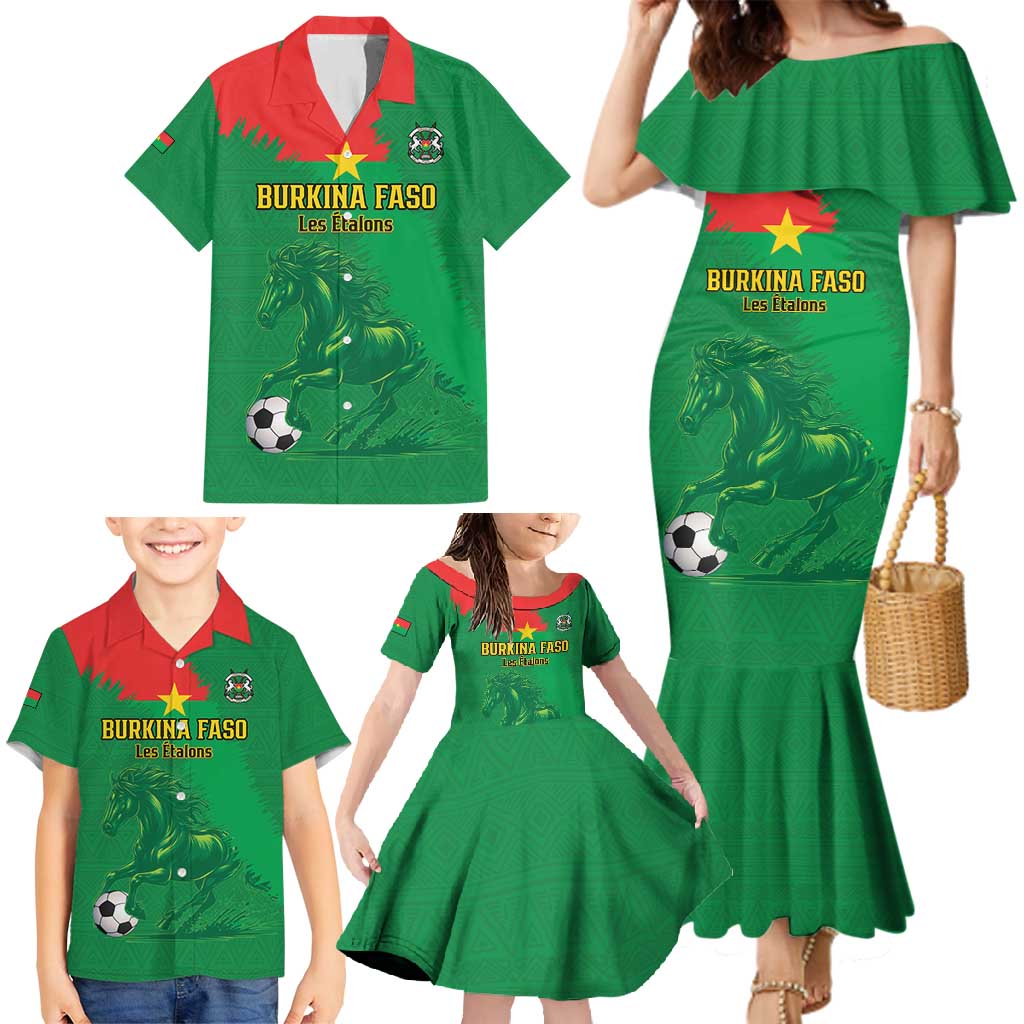 Custom Burkina Faso Football Family Matching Mermaid Dress and Hawaiian Shirt Go Les Etalons