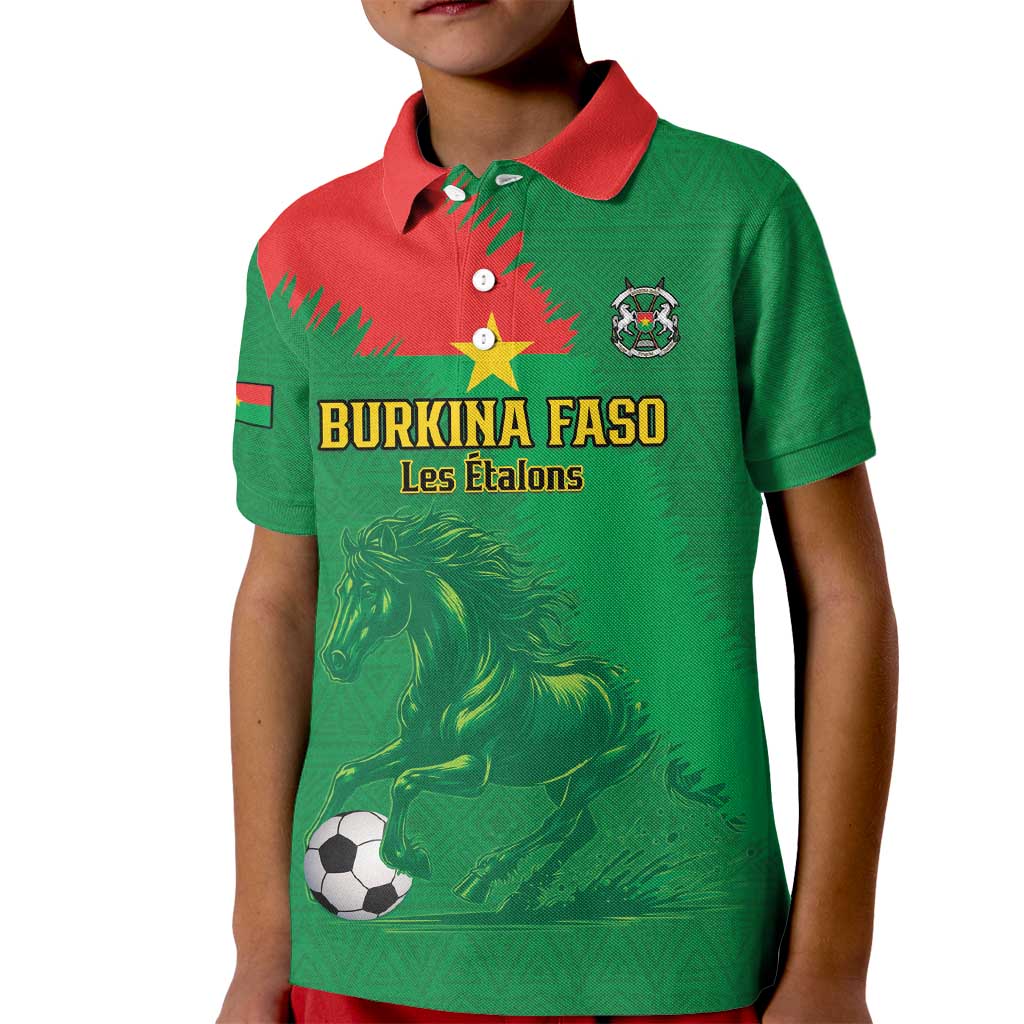 Custom Burkina Faso Football Kid Polo Shirt Go Les Etalons