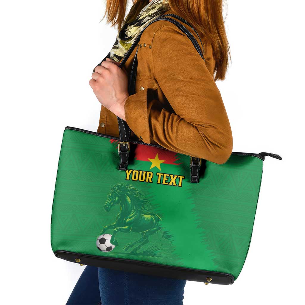 Custom Burkina Faso Football Leather Tote Bag Go Les Etalons