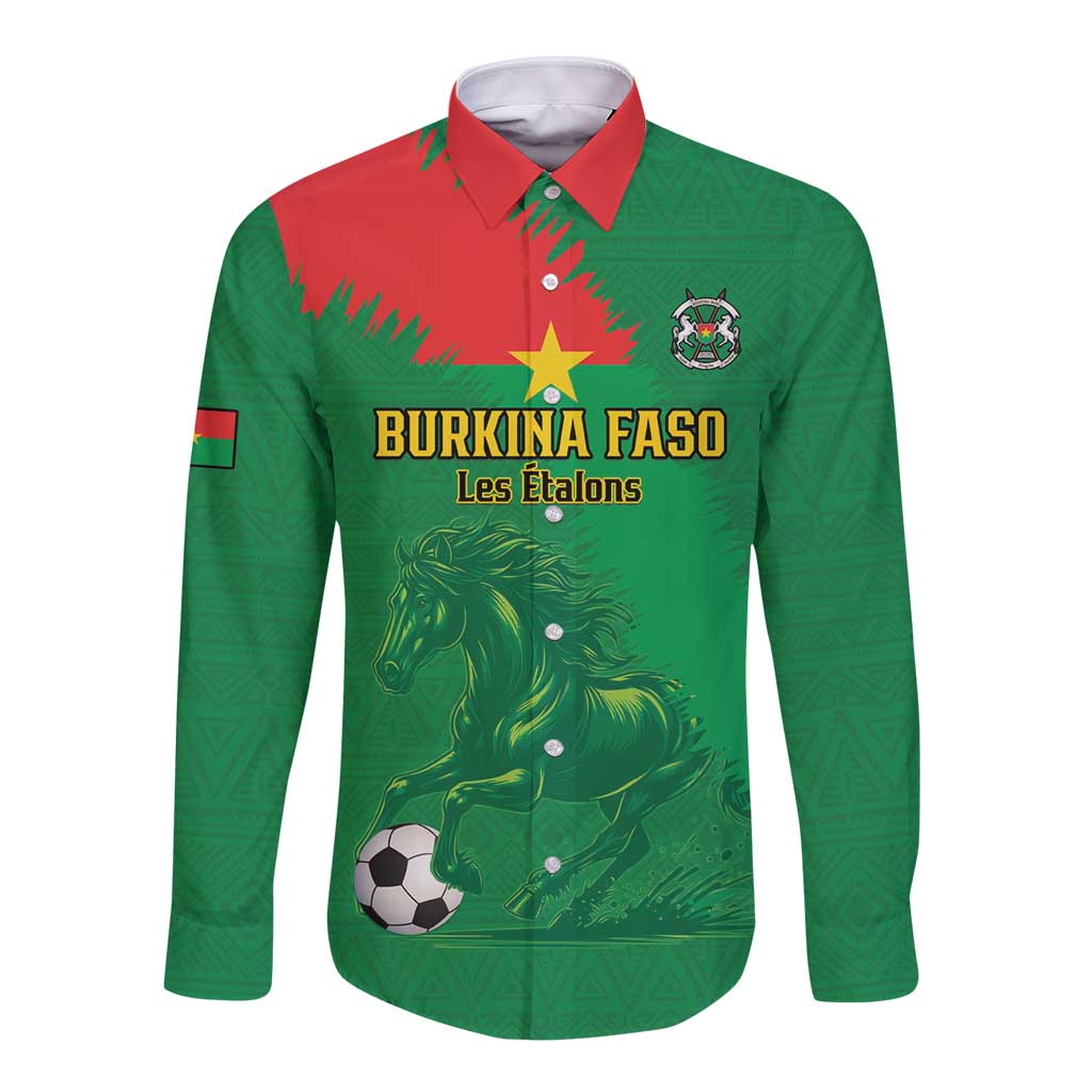 Custom Burkina Faso Football Long Sleeve Button Shirt Go Les Etalons