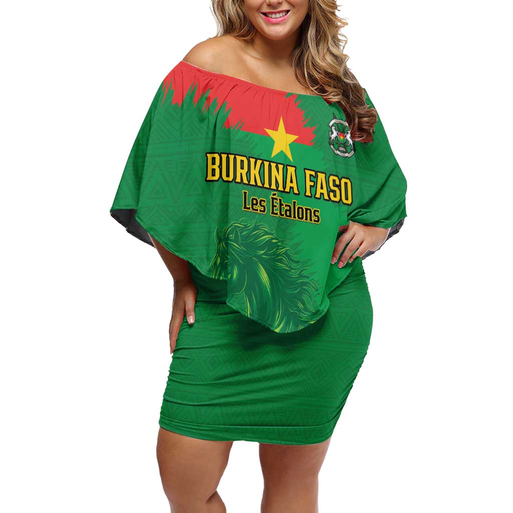 Custom Burkina Faso Football Off Shoulder Short Dress Go Les Etalons