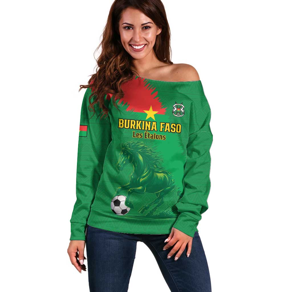 Custom Burkina Faso Football Off Shoulder Sweater Go Les Etalons