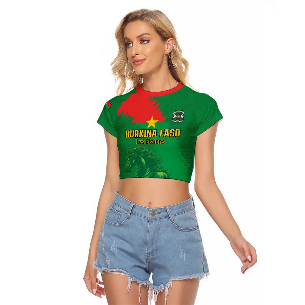 Custom Burkina Faso Football Raglan Cropped T Shirt Go Les Etalons